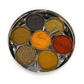 DK Stainless Steel Masala Box, Stainless Steel Spice Box, Stainless Steel Masala Dabba, Stainless Steel for Chefs With PREMIUM QUALITY SPICES include By Rani Foods Inc