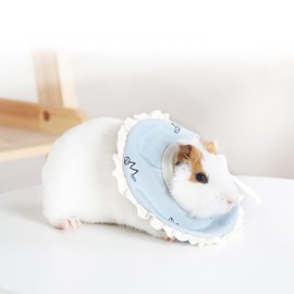 HomeSoGood Guinea Pig & Rabbit Elizabethan Collar, Blue, Cotton, L, Post-Surgical Recovery, Adjustable, Cone Collar
