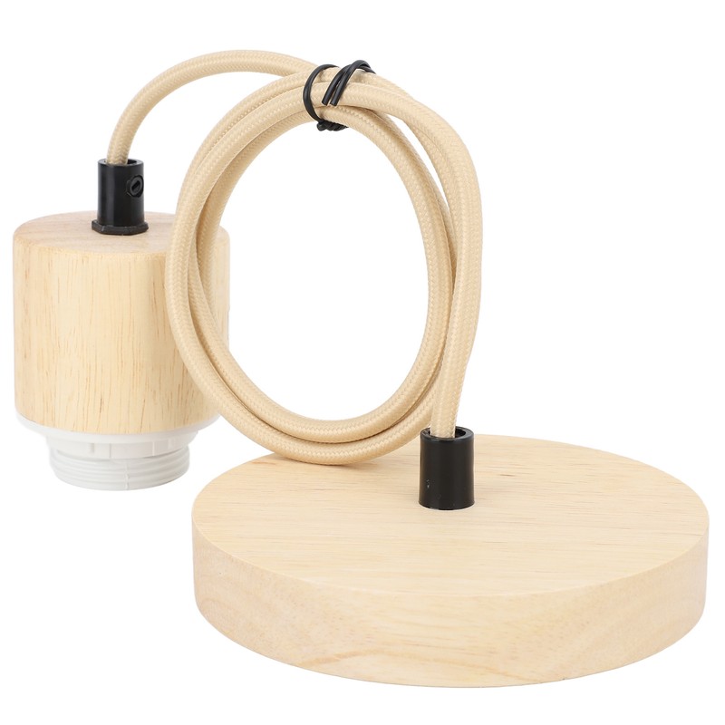E27 Wooden Pendant Light Bulb Holder Vintage Lighting Accessory Wooden