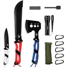 Mossy Oak Hatchet and Machete Knife Set with Sheath Stainless Steel Durable NEW