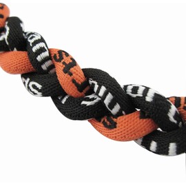 MapofBeauty 8" Sport Style Two Colors Fashion Three Braided Rope Tornado Bracelet (Black/Orange)