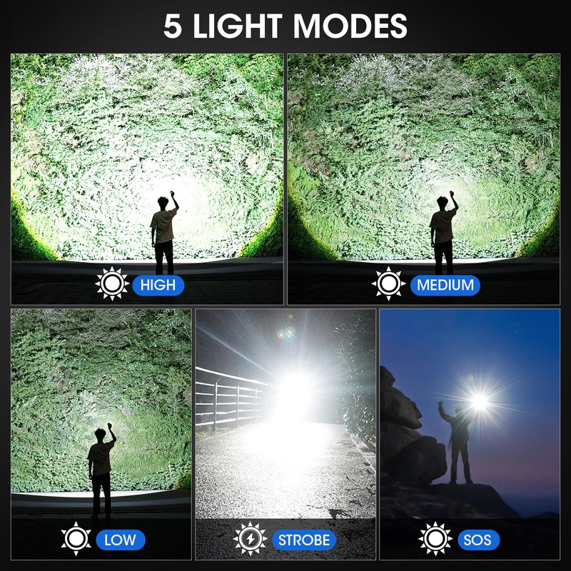 KINGCAESAR 3 Pack Flashlights High Lumens - 90,000 Lumen Super