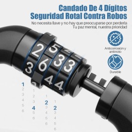 2pcs 1m Candado Cadena Contraseña Seguro Para Moto Bicicleta