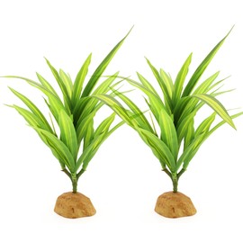 2 pcs Reptile Silk Plants - Premium Aquarium & Terrarium Decor,Artificial Plants for Fish Tanks, Geckos, Bearded Dragons, Snakes, Turtles, and Lizards Habitats - Durable, Non-Toxic, Easy Maintenance