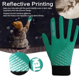 Kids Winter Gloves 1 Pair, Kids Bike Gloves for Boys Girls Running Cycling, Bike Football Gloves Kids with Glove Clip (Apple Green, X-Large)