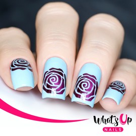 Whats Up Nails - Rose Petals Nail Stencils Stickers Vinyls for Nail Art Design (2 Sheets, 30 Stencils Total)