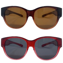 Incredible Bargains The Elegance 55 mm Fit Over Glasses OTG Polarized Wrap-Around Sunglasses, Red and Brown