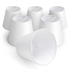Chandelier Shades 6 Pcs, 4" X 6" X 5" Small White Lamp Shades Clip-on Bulb Only For Candelabra Bulbs, Mini Lampshades for Chandeliers, Home Decor Beige Fabric Linen Lampshade