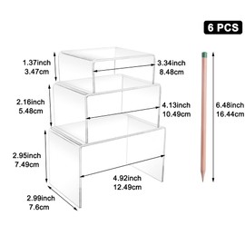 2 Sets Acrylic Display Risers(3",4",5") Clear Product Stand,Cupcakes Holder Dessert Transparent Showcase Stands, Candy Bar Risers, Lifts for Figures