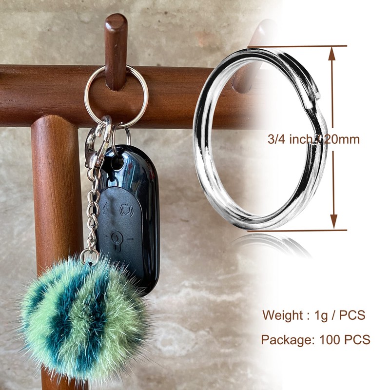 Key Rings, 3/4" 20mm Split Round Metal Silver Keyring for