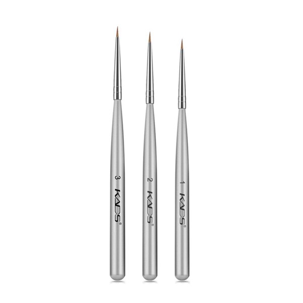 KADS Nail Liner Brush, Set of 3, Ultra Fine Liner Brush, 0.2 inch (5.5 mm), 0.2 inch (6 mm), 0.3 inch (8 mm), Gel Nail Brush, Nail Art Tools