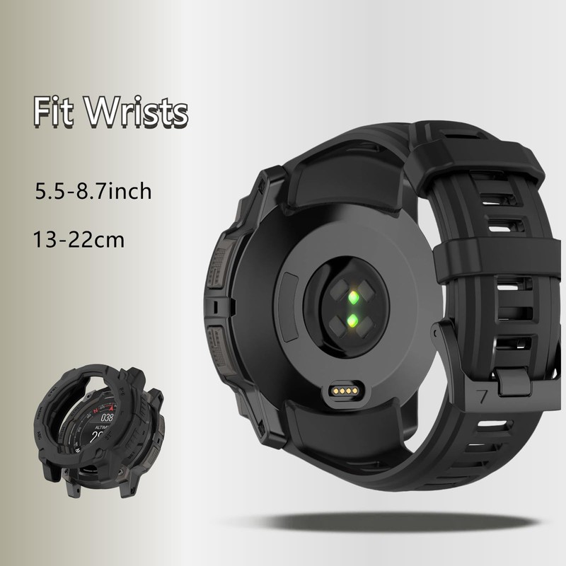 QHBAMD Silicone Watch Bands Compatible for Garmin Instinct 3 AMOLED