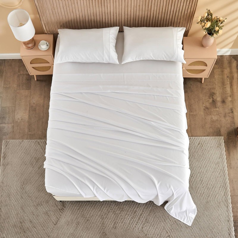 Kingnex Bamboo Viscose Queen Sheet Set Soft Brushed Mircrofiber 4