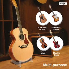 VLKAVIVA Transparent Guitar / Bass Stand - Acrylic Stand for Violin, Pipa, Zhongruan, Floor Stand for Acoustic & Electric Guitars, Bass Guitars, Multiple Guitars, Guitar Holder, Storage
