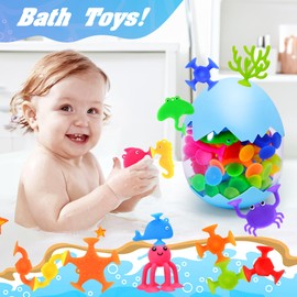 HYSZXUS Bath Toys - 27 PCS Suction Cup Toys Bathtub Toys Shower Toys for Kids Ages 4-8,Sensory Toys for 3 4 5 6 7 Year Old Boys Girls,Mold Free Bath Toys Travel Toys Window Toys Silicone Sucker Toys