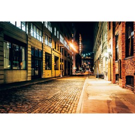Baocicco 8x6ft Modern City Street Night View Photoshoot Backdrop Store Vintage Buildings Dusk Street Light Alley Photography Background Newborn Kids Adults Pets Artistic Portrait Photo Booth Prop