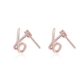 Reffeer Solid 925 Sterling Silver Letter X Cuff Earrings for Women Teens CZ X Wrap Earrings Piercing Studs Earrings (C-Rose Gold)