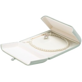 COWFEX Velvet Big Chunky Pearl Necklace Ring Gift Box Showcase Jewelry Storage Case (Mint Green)