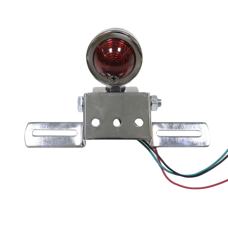 SZYUMO Red Lens Silver Motorcycle Tail Light Brake License Plate