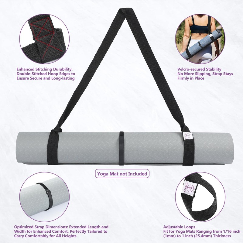 YOGAER Yoga Mat Carrier Strap, Adjustable Thick Straps Sling for