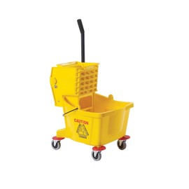 Fonteme 26 Quart Commercial Mop Bucket with Wringer on Wheels Heavy Duty Yellow Rolling Mop Bucket for Floor Cleaning Janitorial and Industrial Use