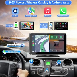 Portable Wireless with Apple CarPlay and Android Auto Screen for Car, 7" HD Touch Screen Car Stereo with Mirror Link, Bluetooth 5.2, Backup Camera, AUX,FM Transmitter for All Vehicle