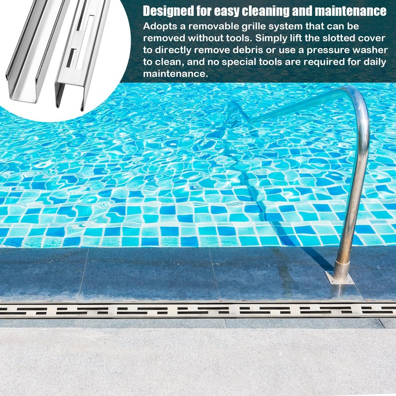 Otoolling 1 Pcs Pool Deck Drain 1.25-inch W x 4-feet