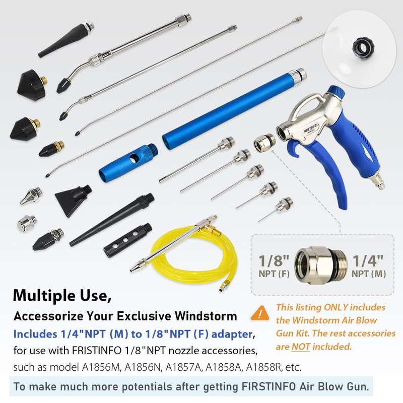 FIRSTINFO A18562US Windstorm EX High Performance Air Blow Gun with