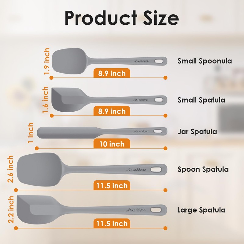 5-Piece Silicone Spatula Set, Reinforced Core & Connections