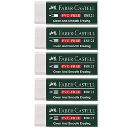 Faber-Castell 188121 Eraser 7081 N PVC-Free, Plastic (5 Erasers, White)