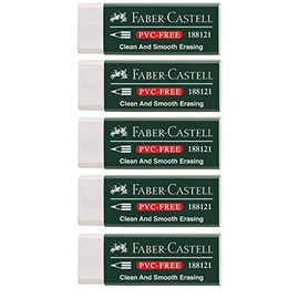 Faber-Castell 188121 Eraser 7081 N PVC-Free, Plastic (5 Erasers, White)