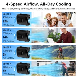 Portable Fan for Under Shirt, Waist Fan Clip On Belt, 4-in-1 Rechargeable Body Fan with LED Light, Phone Stand, Fast Charging 4-Speed Hip Personal Wearable Fan for Baby, Mowing, Work, Kitchen, Truck