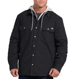 Dickies mens Relaxed Fit Hooded Shirt Quilted Jacket, Black, Medium US