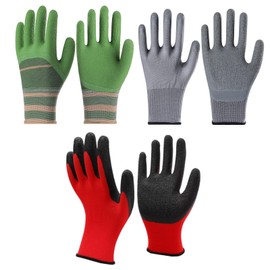 cmjlydh 3 Pairs Gardening Gloves for Men and Women Colourful Superior Grip, Working Gloves Comfortable Breathable Durable for Garden Outdoor DIY Fishing Multi-Purpose (3 Pairs)