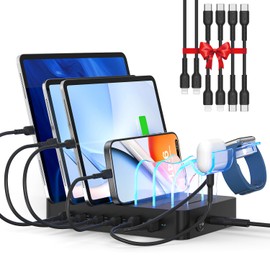 SooPii 90W 6 Port USB C Charging Station for Multiple Devices, Black