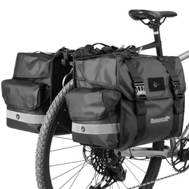 abamita Bike Pannier Bag Premium Waterproof Rhinowalk Double Pannier Bags Saddle Bags for Rear Rack Bicycles With Carrying Handle With Reflective Trim Cycling Accessories-Black (50L)