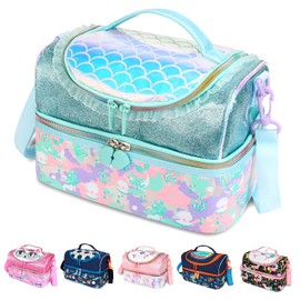 RLGPBON - Bolsa de almuerzo para niños, de doble piso, con aislamiento, lonchera aislada para niñas y niños, bolsa de almuerzo para niños pequeños, adolescentes, guardería escolar, lindas bolsas de