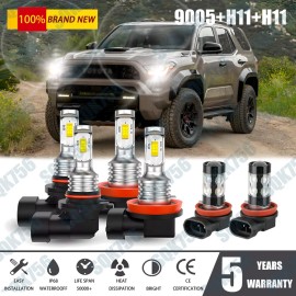 For Toyota 4Runner 2010-2021 - 6x LED Headlight Bulbs Hi/lo Beam+Fog Light Kit