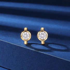 Hoop Earrings for Women 18K Yellow Gold Plated Modern Classic Round Cubic Zirconia Huggie Earrings