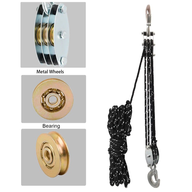 Manual Rope Hoist Pulley System Polypropylene Rope Hoist 50ft 2000