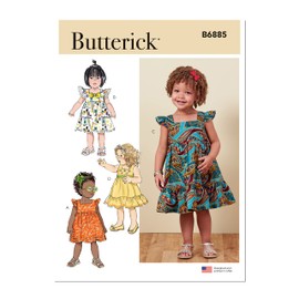 Butterick Toddlers' High Waisted Dress Sewing Pattern Kit, Design Code B6885, Sizes 1/2-1-2-3-4, Multicolor