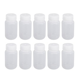 10Pcs Reagent Bottle Plastic Wide Mouth Lab Liquid Sample Seal Storage Container with Spiral Cover 125ml