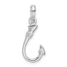Auriga Fine Jewelry 925 Sterling Silver 3D Fish Hook Pendant (L-23mm, W-9mm)