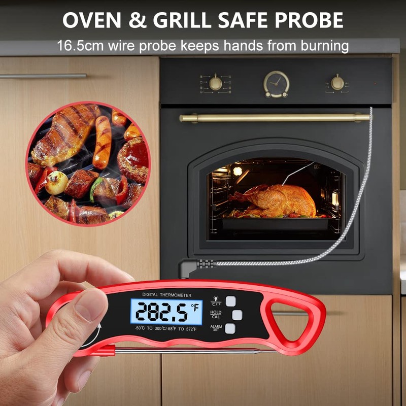 Meat Thermometer Instant Read, TEUMI Digital Food Thermometer with Dual