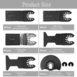 24Pcs Universal Oscillating Multi Tool Blades Set,Quick Release Multitool Blades for Wood Metal,Oscillating Tool Accessories Fit Fein Multimaster,Ryobi,Milwaukee,Bosch,Dewalt,Rockwell,Makita More