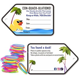 FELYC Duck Tags, Cruising Rubber Duck Tag, Ducking Game Cards, 35 Pack, 2.2 x 3.5 Inches, with Hole and Rubber Bands