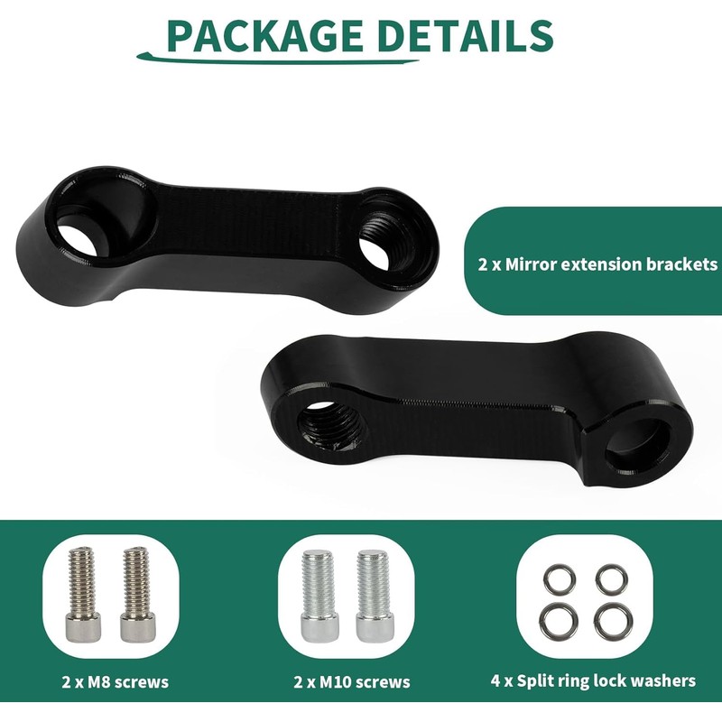 Moncer Motorcycle Rearview Mirror Adapter Kit, Aluminum Alloy 10mm 8mm