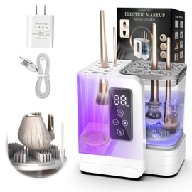 3 IN 1 Electric Makeup Brush Cleaner Machine With Makeup Brush Dryer-Holder-Portable Automatic USB Cosmetic Brushes Cleaner Tool for All Size Beauty Makeup Brush Set,Eyeshadow, Blush Brush (Rose Pink)