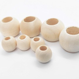 150 Pcs Wooden Beads, Large Hole Unfinished Natural Round Wooden Loose Beads (20mm x Diameter 10mm Hole,12mm x Diameter 6mm Hole)