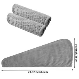 Microfiber Hair Towel Wrap for Women 2 Pack Grey Hair Wrap Towels Hair Towels for Women Super Absorbent Quick Dry Hair Drying Towel Wrap Anti-Frizz Hair Turban Towel for Woman Curly Long Wet Hairs